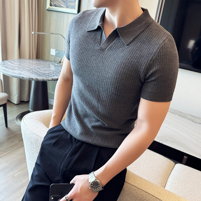 Men'S Polo Formal Wear - Męski sweter polo slim fit z