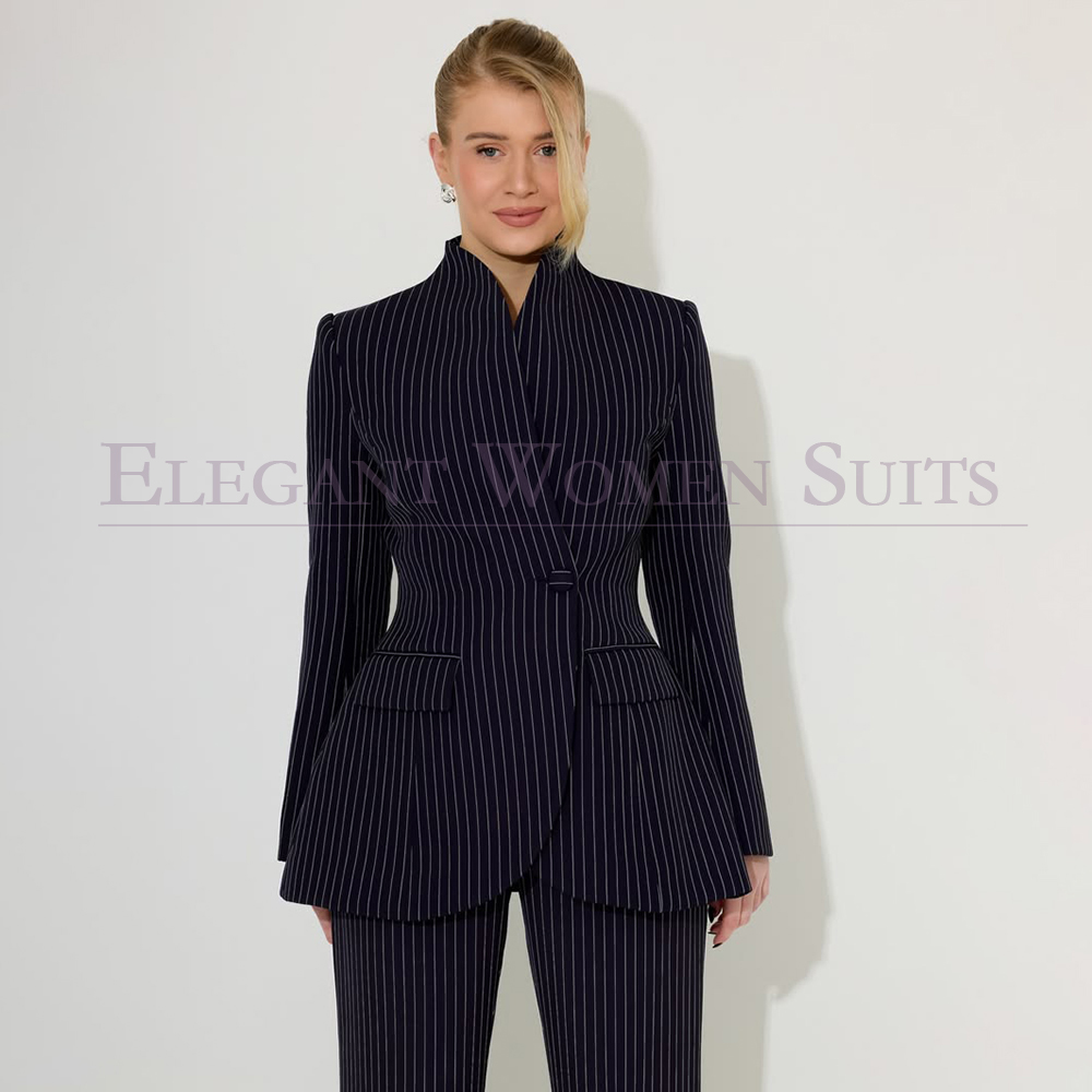 Men Formal Wear All Black - Czarne garnitury męskie w paski, odzież