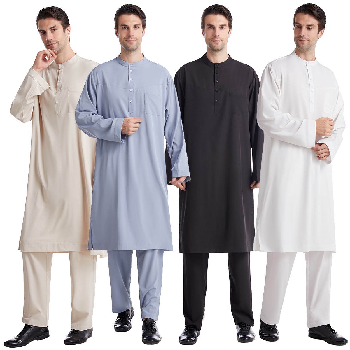 Arabic Formal Wear Men - Muzułmanki Jubba Thobe 2-Pice Set Top