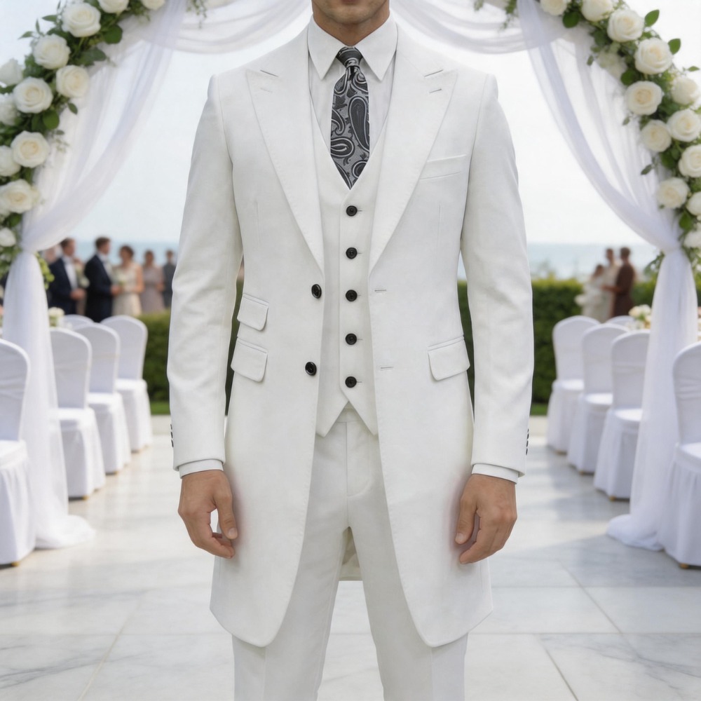 Men Formal Wear In Summer - Elegancki męski garnitur slim fit, 3-częściowy,