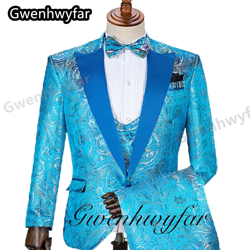 Men Formal Wear Jacket - Gwenhwyfar Wzorzyste Garnitury Męskie Garnitury Ślubne
