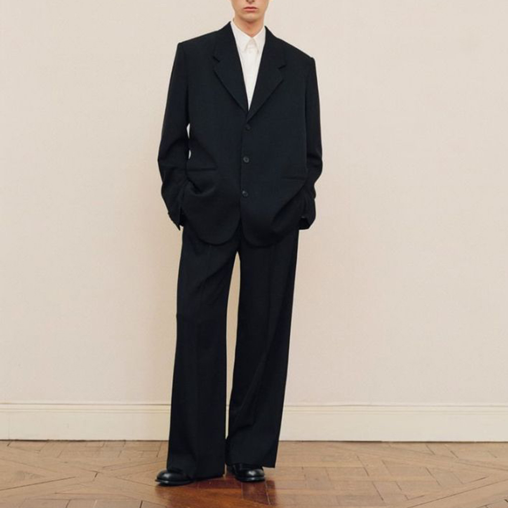 Formal Wear For Men In Wedding - Męski czarny garnitur oversize, jednorzędowy, modny,