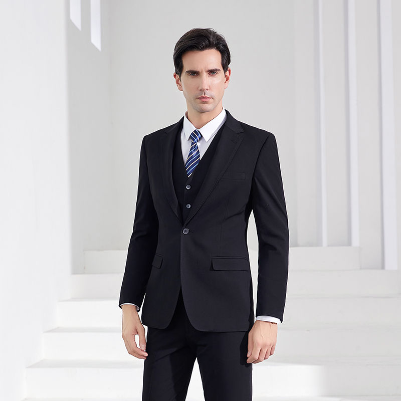 High End Men'S Formal Wear - Elegancki czarny garnitur biznesowy i zestaw