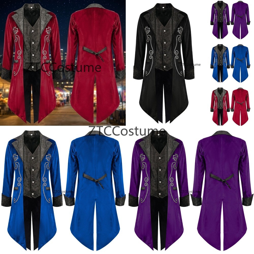 Men'S Medieval Formal Wear - Steampunkowy wiktoriański frak, średniowieczny kostium cosplay,