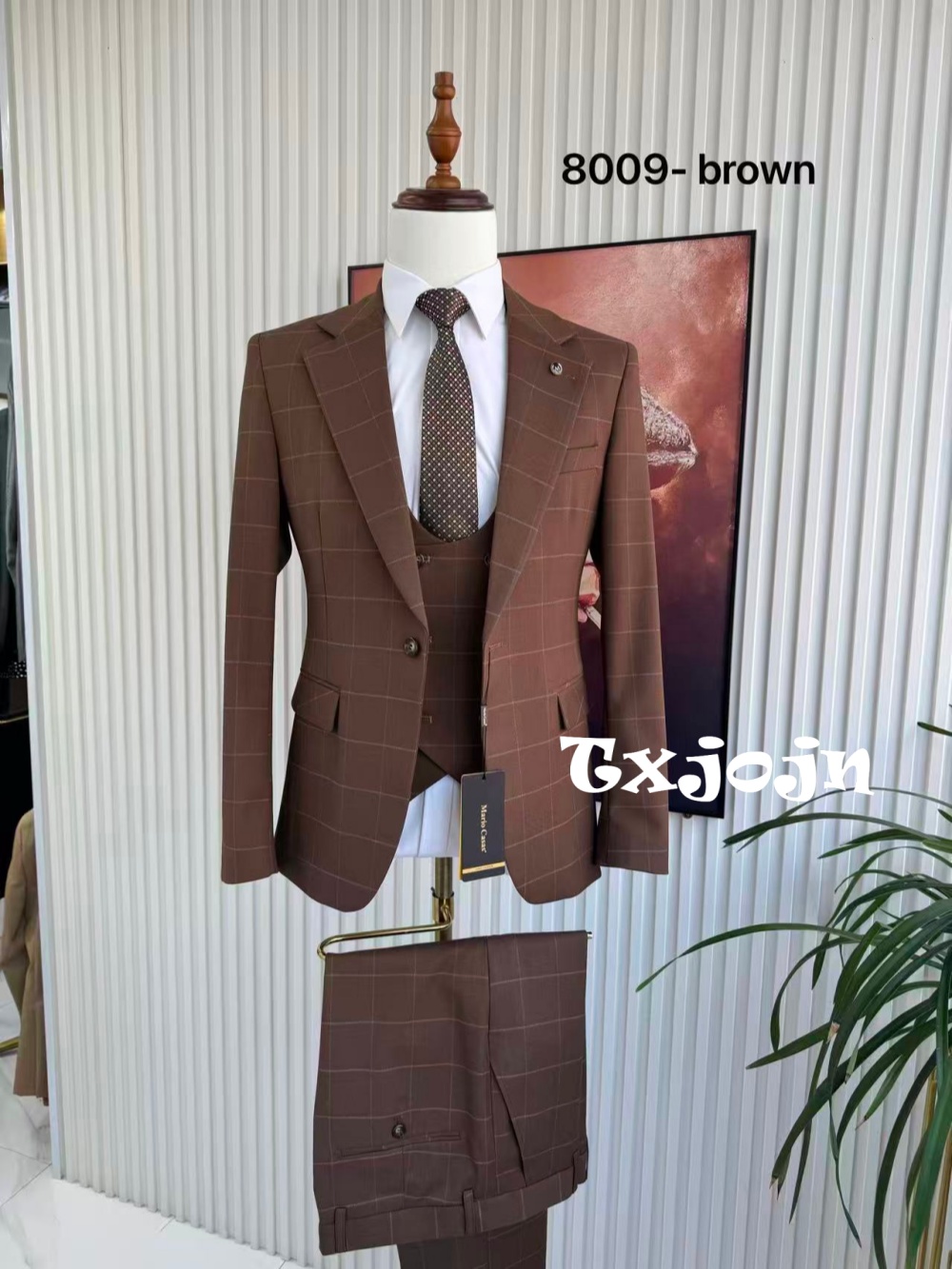 Męski garnitur w kratę, 3-częś – Men Formal Wear Jacket recenzja i cena