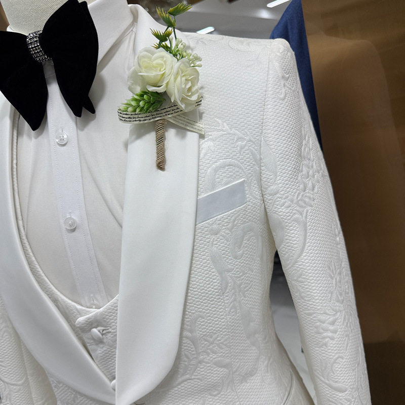 Męski garnitur ślubny biały 3- – Men Formal Wear Jacket recenzja i cena