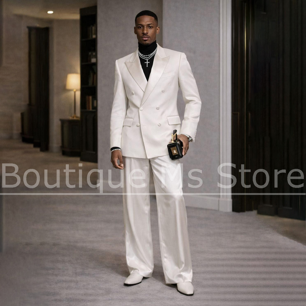 Męski biały satynowy garnitur  – Formal Wear For Men In Wedding recenzja i cena