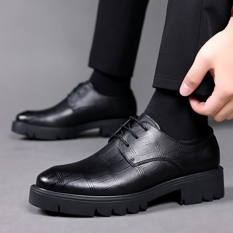 Męskie czarne skórzane oksford – Men Formal Wear All Black recenzja i cena