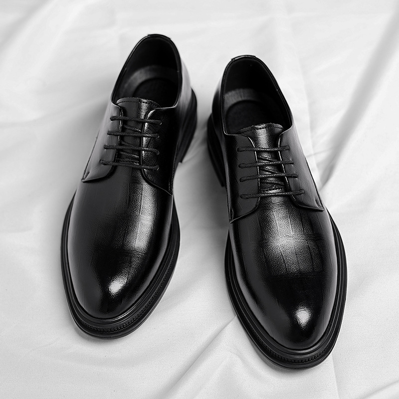 Męskie czarne skórzane buty ty – Men Formal Wear All Black recenzja i cena