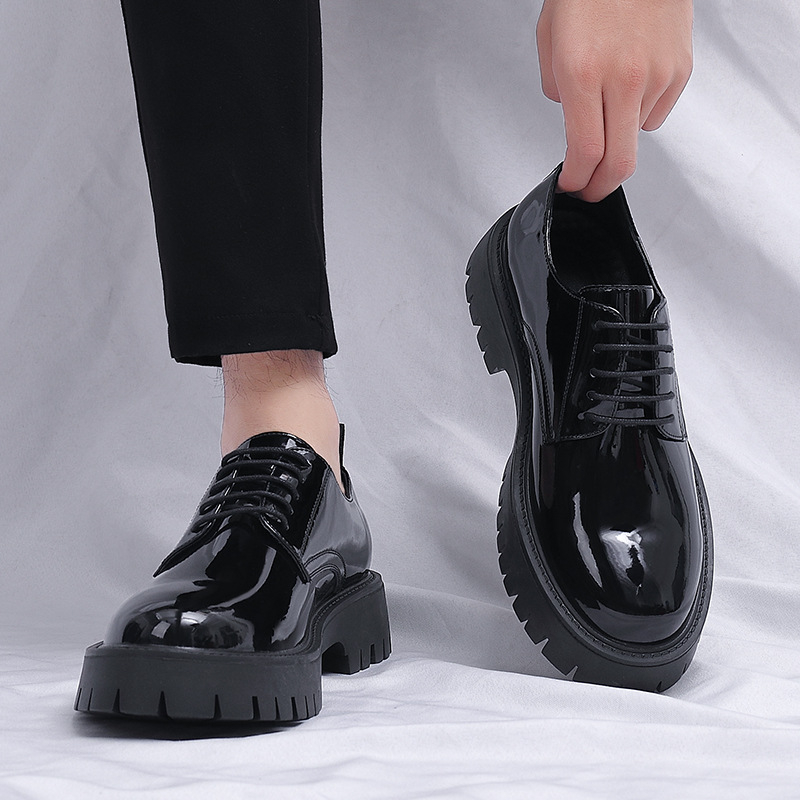 Męskie czarne lakierowane oksf – Men Formal Wear All Black recenzja i cena