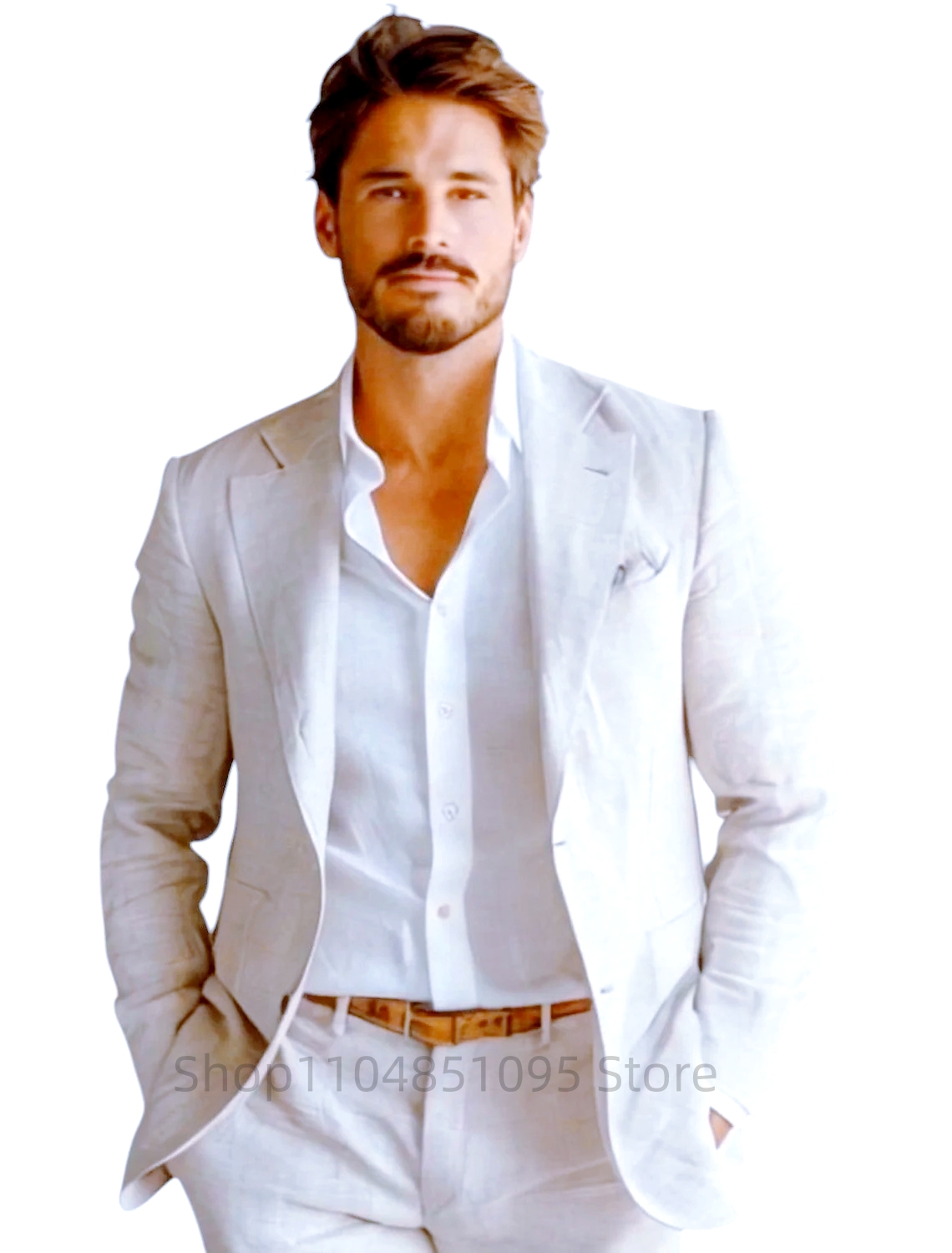 Niebieska, dopasowana lniana m – Men Formal Wear In Summer recenzja i cena